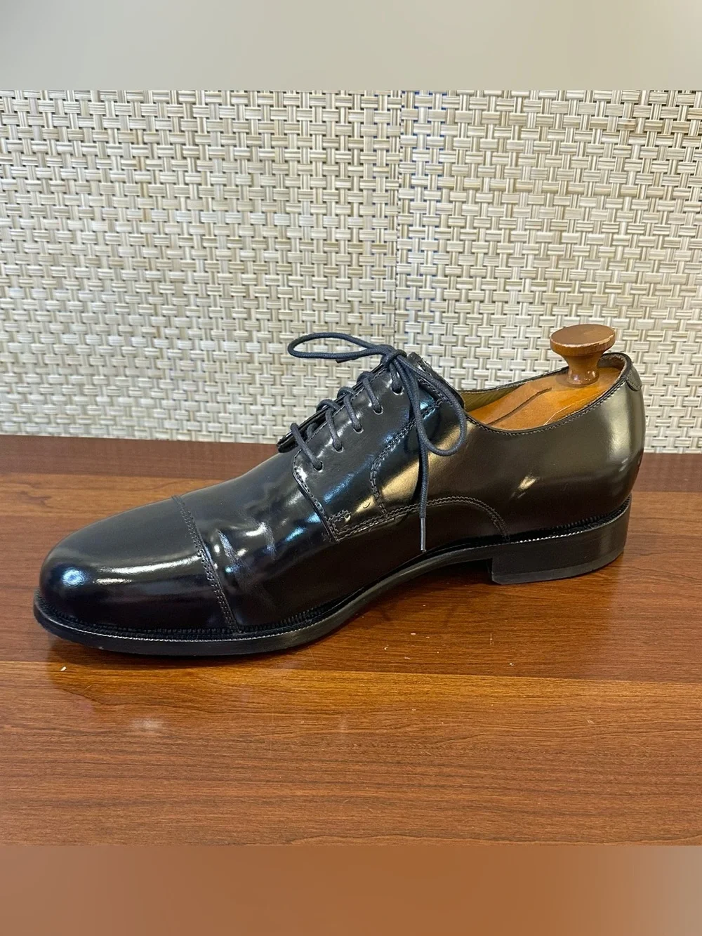 Cole Haan Nike Air Carter Black Leather Cap Toe Oxfords Mens 12 M